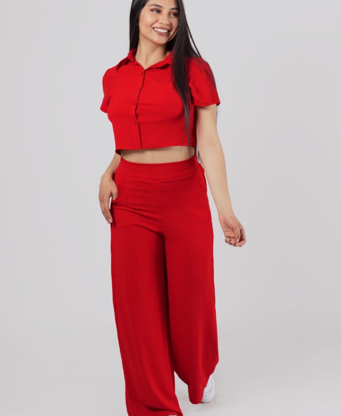 Set de Blusa manga corta y Pantalón bota ancha