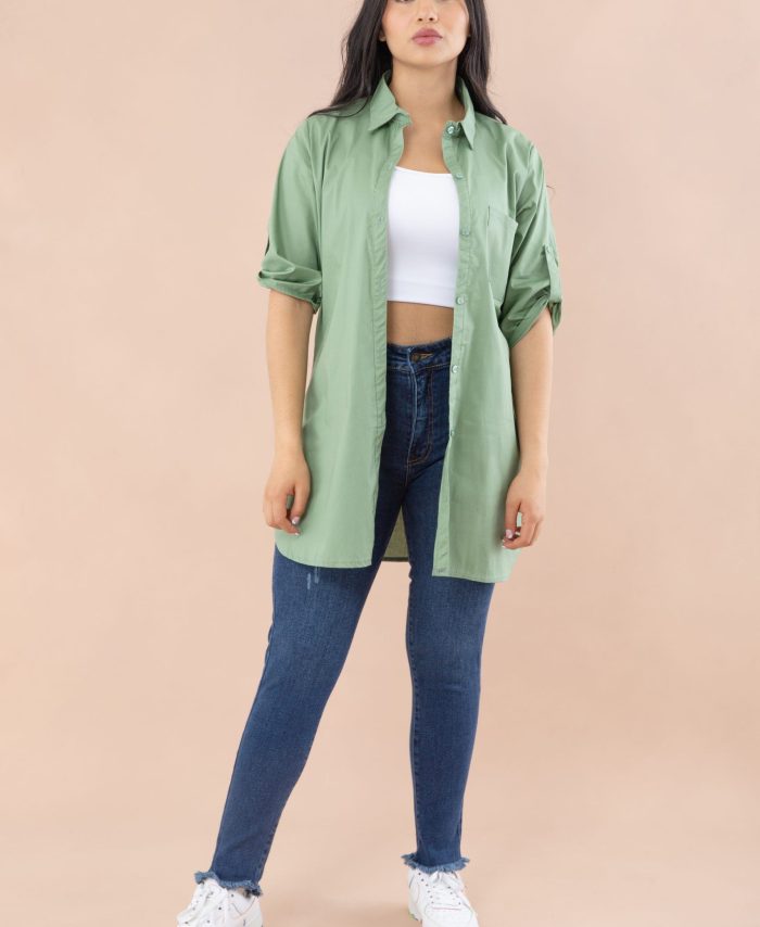 Blusón camisero, manga 3/4 con charretera